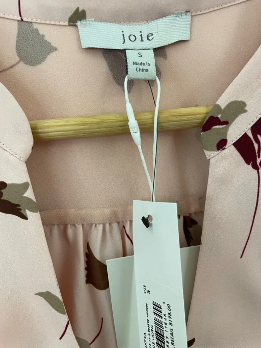 Joie NWT Blush Pink Floral Ruffle Sleeve Top feminine S - Picture 2 of 7